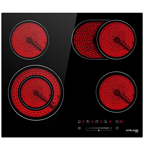 Gasland Chef CH604BF 60cm Built-in Ceramic Hob, 4 Zones Electric Cooktop in Black, 6600W Total Output, with Dual & Oval Zone Touch Control Timer Child Lock…