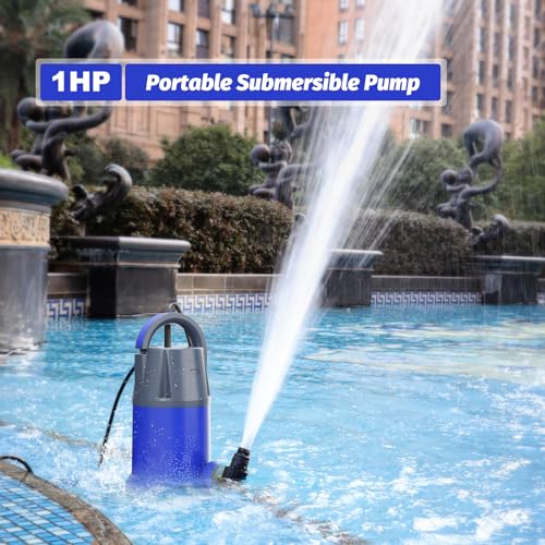 Portable Pump for Swimming Pool/Garden Submersible Sump Pump Submersible 1HP Water Draining Pump Electric Portable Utility Pump