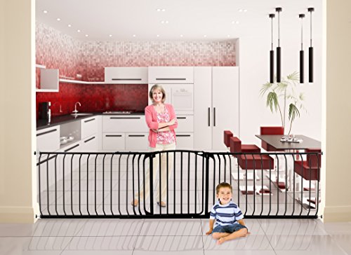Dreambaby Chelsea Hallway Auto-Close Security Baby Safety Gate - with 9cm & 18cm Extensions - Fits Openings 97.5-133cm Wide & 75cm Tall - Black - Model F790B