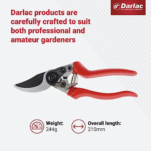 Darlac Professional Pruner – All-Round Garden Pruner – Precision High Carbon Steel Blades – Tension Adjuster With Locking Plate – Slim Profile Handles For Comfort