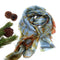 100% Pure Silk Scarf Woman's Scarves Shawl Wrap Hand Painted Silk Scarf, Blue, Brown, Large