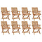 vidaXL 8X Solid Teak Wood Folding Garden Chairs Outdoor Indoor Seating Furniture Terrace Patio Backyard Garden Seats Dining Armchairs Brown