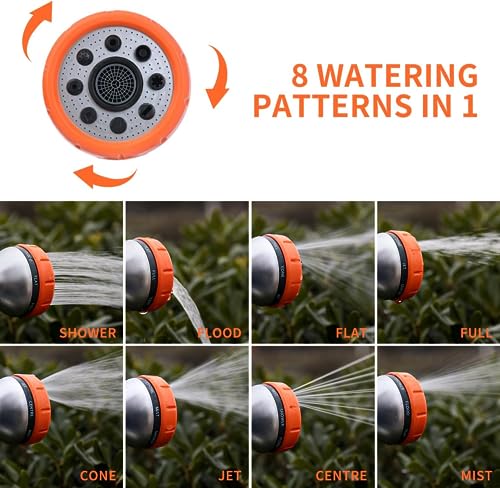 Car Wash Sprayer,9 in 1 Watering Patterns Car Wash Hose Attachment Garden Hose Nozzle with Soap Foam Dispenser for Garden Plants Watering Dog Washing House Cleaning (Orange)