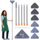 Triangle Cleaning Mop Adjustable Extendable Wall Cleaning Mop Retractable Microfiber Dry and Wet Glass Dust Cleaner with 6 Mop Head for Home Floor Window Wall (A)