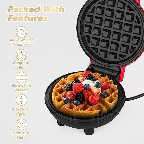 E Etron Mini Waffle Maker Non Stick Baking Pan Pancake Heating Breakfast Making Machine