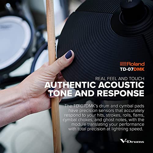Roland TD-07DMK Electronic V-Drums Kit – Legendary Double-Ply All Mesh Head kit with superior expression and playability – Bluetooth Audio & MIDI – USB for recording audio and MIDI data
