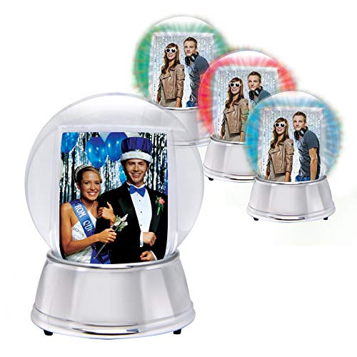 (Large, Silver) - LED Light up Photo Snow Globe (Silver, Large)