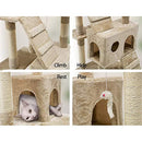 i.Pet Cat Tree Large Cats Tower Ultimate Scratching Post, 180cm Height Beige Pet Scratcher Cardboard Posts Indoor Kittens Wooden Play House Towers and Trees Corner Toys, with Condo Ladder Hanging Toy