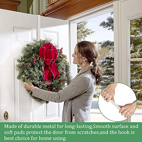 1 Pack Front Door Wreath Hanger Hook,15" Metal Over The Door Hook for Christmas and Party Decoration, Hanging Clothing,Wreaths,38cm(White)