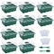 LONENESSL 10-Pack Seed Starter Tray Seed Tray Kits with 120-Cell Plant Starter Kit with Dome and Base Indoor Greenhouse Mini Propagator for Seeds Growing Starting (12-Cell Per Tray) (Green)