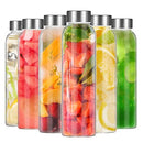 AYHOJIO 18oz Glass Water Bottle Set of 6 - Reusable, BPA Free, Leak Proof Drinking Bottles with Stainless Steel Lid - Clear Glass Water Bottle for Home, Office, Gym & Outdoors.