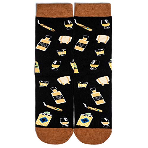 Lavley - Mens Novelty Socks - Bring Me Some Beer Bacon Whiskey Taco Pizza - Black - One Size