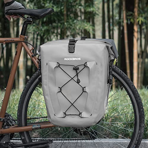 ROCKBROS Bike Panniers Waterproof Bike Rear Rack Bag Max 30L Large Capacity Bike Rear Panniers for Cycling Traveling Commuting