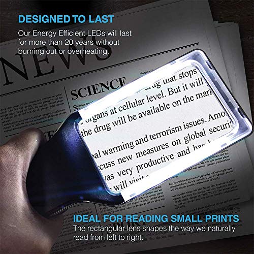 [Rechargeable] 4X Magnifying Glass with [10 Anti-Glare & Dimmable LEDs]-Evenly Lit Viewing Area-The Brightest & Best Reading Magnifier for Small Prints, Low Vision Seniors, Macular Degeneration