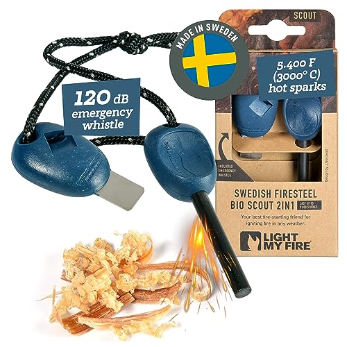Light My Fire Flint Fire Starter Ferro Rod Survival Tool Scout — Fire Steel Bushcraft Gear — Flint and Steel Magnesium Fire Starter Kit — 2-in-1 Fire Starters for Campfires — 3,000 Strikes