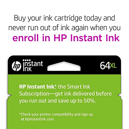 HP 64XL | Ink Cartridge | Black | Works with HP Envy Photo 6200 Series, 7100 Series, 7800 Series, HP Tango and HP Tango X | N9J92AN