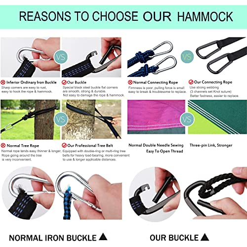 Hammock Camping, Portable Single/Double Hammocks for Outdoor Hiking Travel Backpacking - 210D Nylon Hammock Swing for Backyard & Garden (Black/Gray)