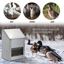 ZHEQOGZH Stainless Steel Hanging Chicken Feeder with Lid No Waste Weatherproof Metal Automatic Poultry Feeder Wall Mount Outdoor Chicken Coop Food Dispenser Feeder for Chickens Ducks (10Lbs)