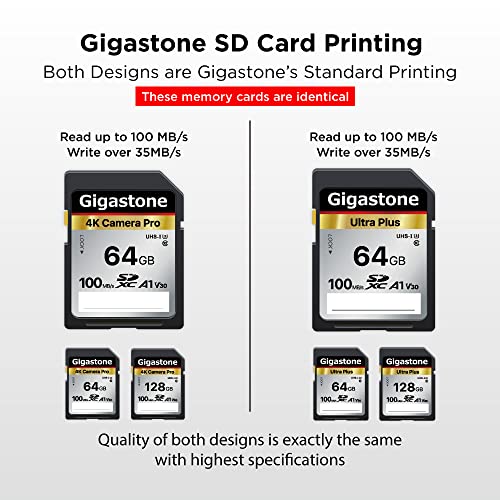 Gigastone 64GB 2-Pack SD Card V30 SDXC Memory Card High Speed 4K Ultra HD UHD Video Compatible with Canon Nikon Sony Pentax Kodak Olympus Panasonic Digital Camera