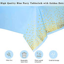 Blue Paper Plate Cup and Cutlery Set, COOVCCO 123 Pieces Golden Dot Party Dinnerware Set Includes Paper Plate Napkin Cup Straw and Tablecloth for Birthday Weddings Anniversary