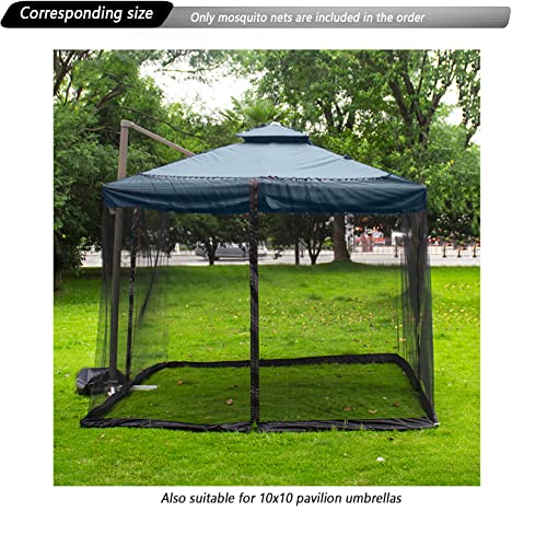 Tiimmgaal 10x10 Mosquito Netting for Patio Camping Gazebo/Pop Up Canopy Tent,Double Door Side Screen Easy Installation Black（Only Net No Frame） (Around 10x10FT)