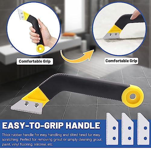 Glarks 7Pcs Grout Remover Tool Kit, Including 2Pcs Tile Grout Hand Saw with 3Pcs Extra Blades Replacement and a 4-in-1 Carbide Head Caulking Removal Tool for Tile Joints/Seams/Corner Cleaning Tool