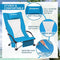 KingCamp Beach Chair High Back Lightweight Folding Backpack Chair with Cup Holder Pocket Pillow Bag for Outdoor Camping Sand Concert Lawn Festival Sports, Blue