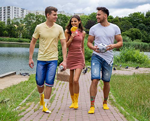 Rainbow Socks - Men Women Funny Meal Socks Box - 5 Pairs - Burger Fries Bier - Size S/M ( AU Woman 5-9 / Man 3-7)