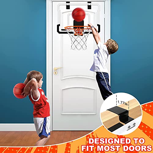 Basketball Hoop Indoor with Scoreboard, Cheer Sound Effect, 3 Balls, 2 Play Modes, Over The Door Mini Basketball Hoop for Kids Adults, Gift Package