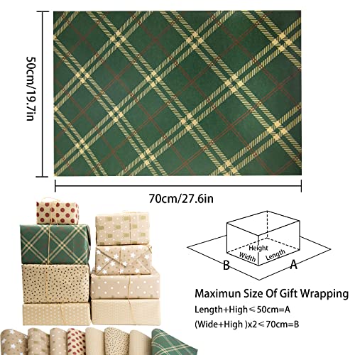 ZCOINS 8 Sheets Gift Wrapping Paper for Birthday 70∗50cm Recyclable DIY Present Wrapping Kraft Paper with Flax Strings and Tape for Kids Women Men Wedding Bridal Baby Showers Christmas Crafts Holidays (Kraft Paper)