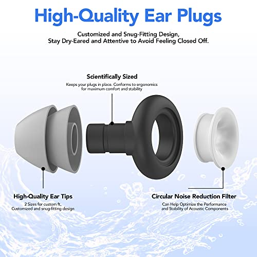 Waterproof Swimming Ear Plugs for Adults - 3 Pairs of Reusable Soft Silicone Swim Earplugs,Perfect for Surfing, Diving,Pool,Showering and Other Water Sports - Keep Water Out and Ear Protection