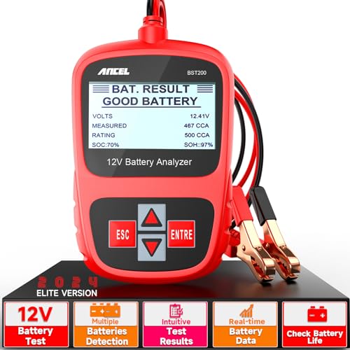 ANCEL BST200 Car Battery Tester 12V 100-1100 CCA Automotive Bad Cell Load Test Tool Digital Analyzer Tester for Car Truck Motorcycle SUV Boat and More