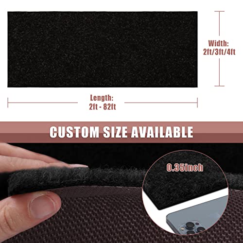 ZGR Runner Rug 2 ft x 6 ft Carpet Runners, Indoor/Outdoor Hallway Kitchen Entryway Bedroom Area Rugs with Natural Non-Slip Rubber Backing, Garage mat, Black, Custom
