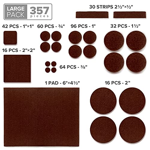 X-PROTECTOR Premium HUGE PACK Felt Furniture Pads 357 pcs! HUGE QUANTITY of Felt Pads For Furniture Feet with MANY BIG SIZES ? Your IDEAL Wood Floor Protectors. Protect Your Hardwood & Laminate Floor!