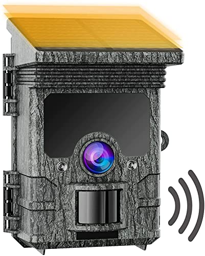 Solar Powered Trail Camera WiFi - 46MP 4K Bluetooth Game Camera with 120 Degree PIR Range Hunting Scouting Camera