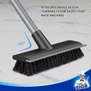 MR.SIGA Floor Scrub Brush with Long Handle, 2 in 1 Floor Scrubber and Squeegee for Cleaning Bathroom, Patio, Garage, Wall, Tile Scrub Brush with Stiff Bristles