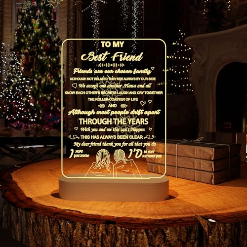 to My Friend Gifts, Soft Warm Wooden 3D Night Light Thank You All You Do 3D Illusion Lamp for Friend Sister Brothers Boys and Girls. Gifts for Birthday, Thanksgiving Day, Xmas, Friendship