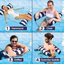 Aqua Original 4-in-1 Monterey Hammock XL Pool Float & Hammock - Multi-Purpose, Inflatable Pool Floats for Adults - Patented Thick, Non-Stick PVC Material – Navy