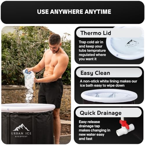 Urban Ice Recovery/Ice Bath Tub for Cold Plunge/Cold Plunge Tub/Ice Bath Tub for Athletes/Ice Bath/Cold Plunge/Portable Ice Bath/Portable Bath Tub Adult/Ice Tub Bath – 33.5in x 28.4in