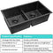 Zeesink Black Kitchen Sink 32" X 18",Double Bowl Kitchen Sink,Low Divide Undermount Kitchen Sink,Black Undermount Double Sink,50/50 Double Bowl 16 Gauge Stainless Steel Kitchen Sink