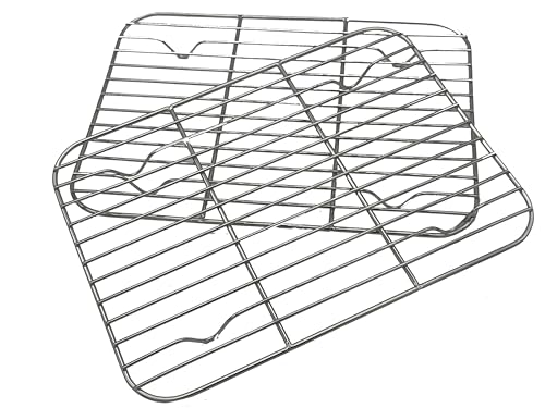 Chef Cooling Rack, Set of 2 Stainless Steel, Cookie Sheet Tray Oven Safe Grid Wire Racks for Cooking & Baking