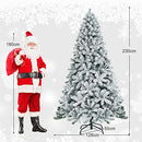 Costway 2.3m Snow Flocked Artificial Christmas Tree W/ 1010 Tips, Foldable Metal Stand, Unlit Hinged Xmas Tree, Easy Assembly, Lush Xmas Tree, Holiday Festival Decor for Office, Home, Store, Party