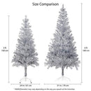 Wellwood 6 ft Silver Tinsel Christmas Tree with 24ct Assorted Ornament Set and Metal Stand, Easy Assembly