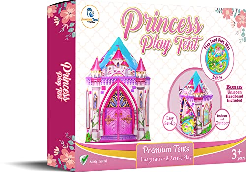 Unicorn Princess Castle Play Tent Playhouse with Unicorn Headband | Beautiful Design for Imaginative Indoor and Outdoor Fun