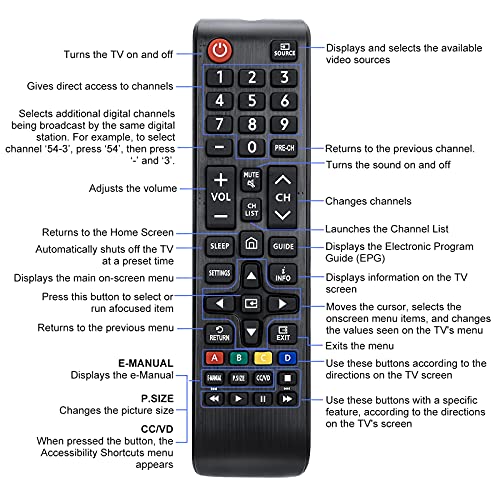 Universal Remote Control for All Samsung-TV-Remote LED QLED UHD SUHD HDR LCD HDTV 4K 3D Curved Plasma Smart TVs