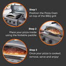 Tower T978517 Pizzazz Pizza Oven with Foldable Paddle, Carry Bag and Thermometer, Grey, Black