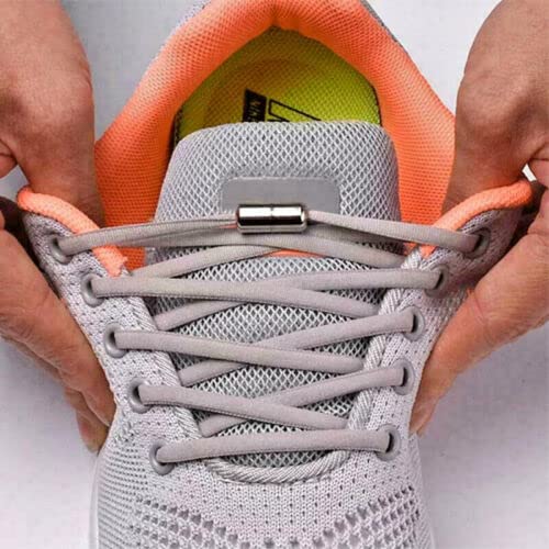 Boolavard Elastic No Tie Shoe Laces For Adults,Kids,Elderly,System With Elastic Shoe Laces (2 Pairs) (White)