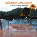 SereneLife Waterproof Boat Bimini Top Cover - 79-84" W 3 Bow Bimini Top Sun Shade Boat Canopy - 1" Double Wall Aluminum Frame Tubes, 2 Front Straps, 2 Rear Support Poles, Storage Boot SLBTW84G, Gray