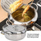 Deep Fryer Pot, 304 Stainless Steel Frying Pot with Thermometer & Lid High Temperature Resistance Nonstick Tempura Fry Pot Portable Mini Deep Fryer for French Fries Shrimp Chicken (Stainless Steel Color)