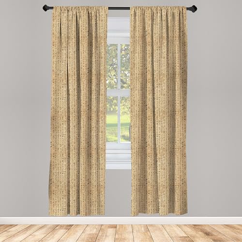 Ambesonne Egyptian Print Window Curtains, Hieroglyphs Grunge Pattern on Stripes Archeology History Language, Lightweight Decorative Panels Set of 2 with Rod Pocket, 56" x 84", Sand Brown Black